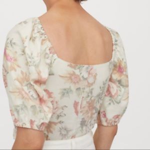 Floral Linen Prairie Puff Sleeve Cottagecore Blouse